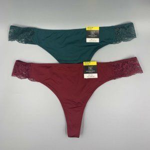 INC Panties Red/Burgundy Green Thong 2Pk Lace NWT